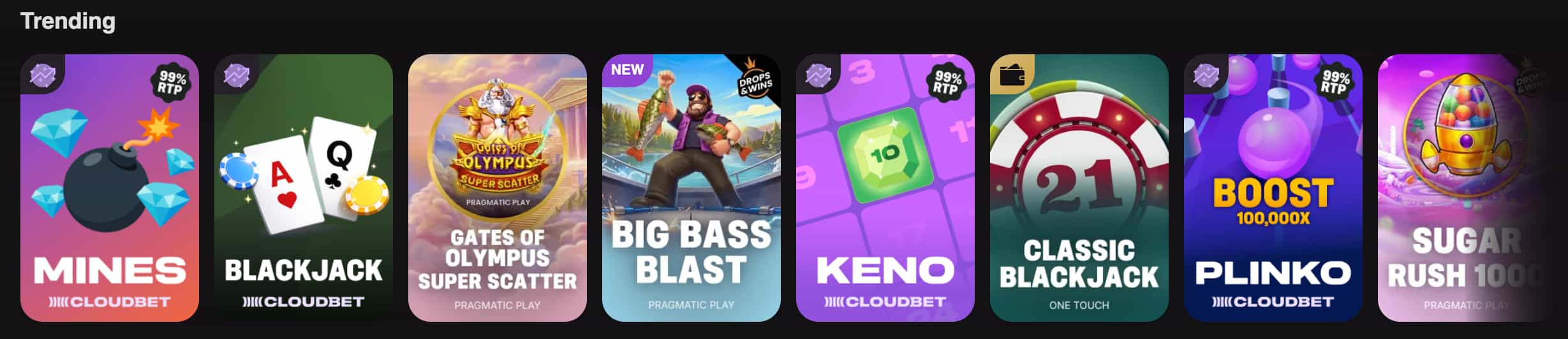 Cloudbet crypto slots from top studios